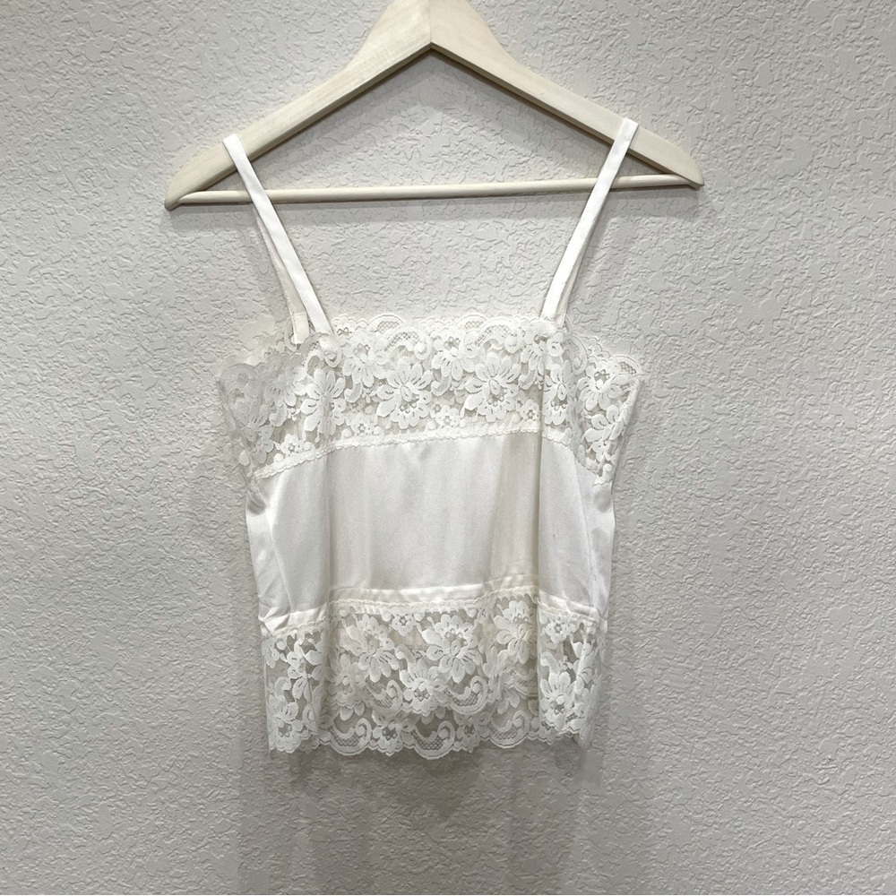 Vintage Elegant Off White Lace Cami Lingerie Top - Picture 5 of 9